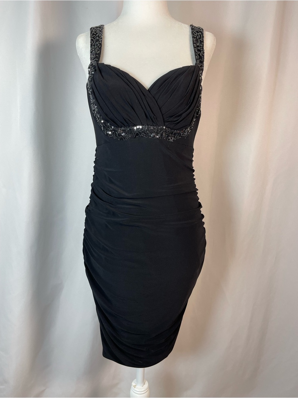 Wishes Wishes Wishes Juniors Large Black Sequin-Trim Sweetheart Mini Dress